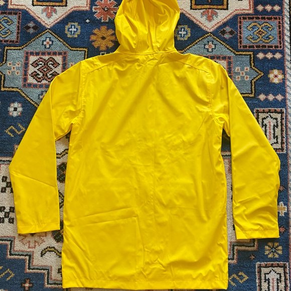 PETIT BETEAU French Classic Vintage Style Yellow Striped Hooded L/S Rain Coat - Picture 3 of 9